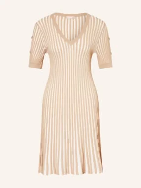 Sukienka mini z prążkowanymi wykończeniami Liu Jo beżowa