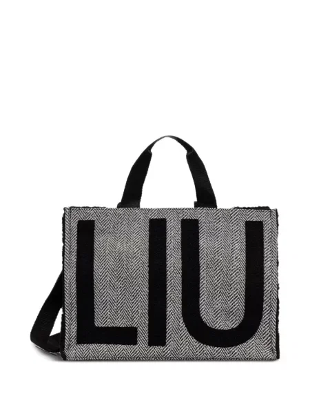 Карирана шопинг чанта Liu Jo с автограф черно