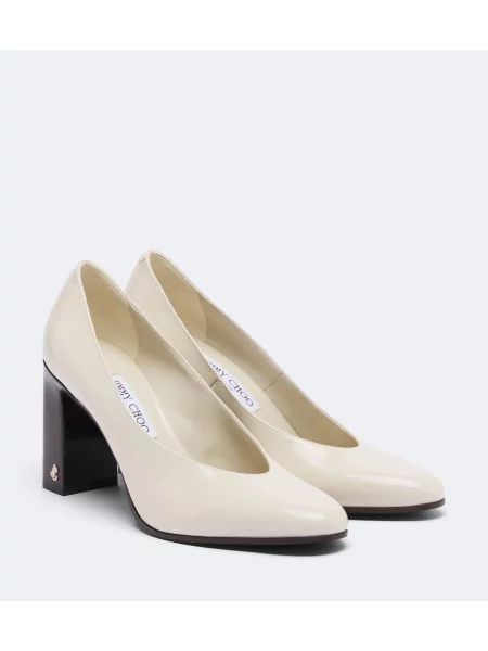 Pantofi cu toc Jimmy Choo din piele de lac alb