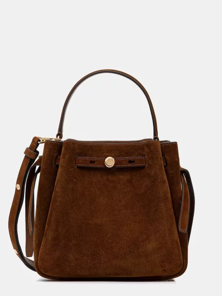 TORY BURCH Geantă tip sac Romy | piele întoarsă maro