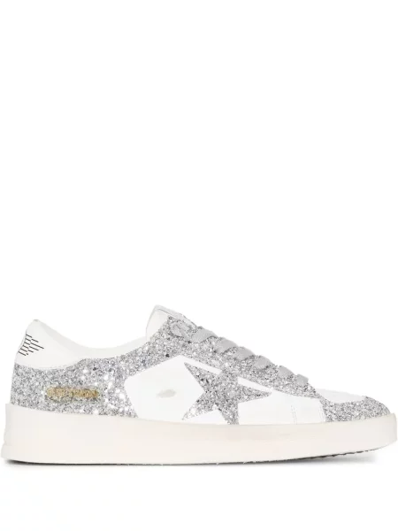Sneakerși Golden Goose cu șireturi din dantelă alb
