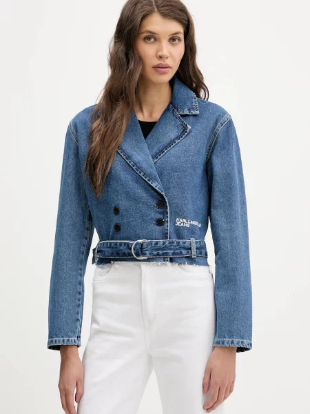 KARL LAGERFELD JEANS Geacă de primăvară-toamnă denim / alb albastru