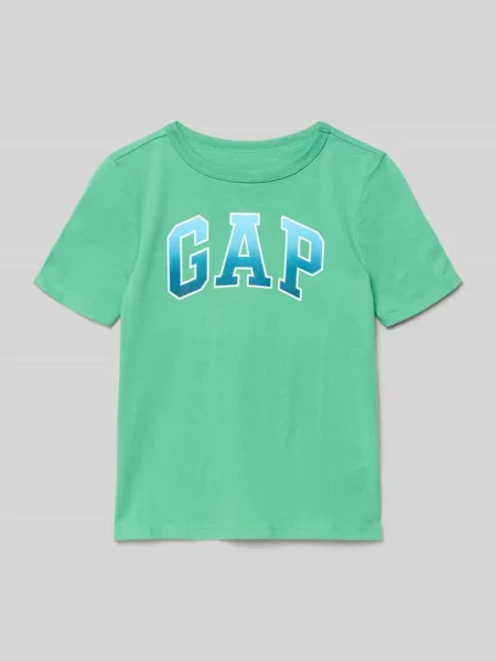 Koszulka z nadrukiem logo krój regular fit Gap zielona