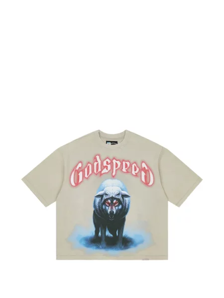 Tricou Godspeed cu imagine gri