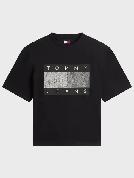 Футболка Tommy Jeans з потертостями чорна