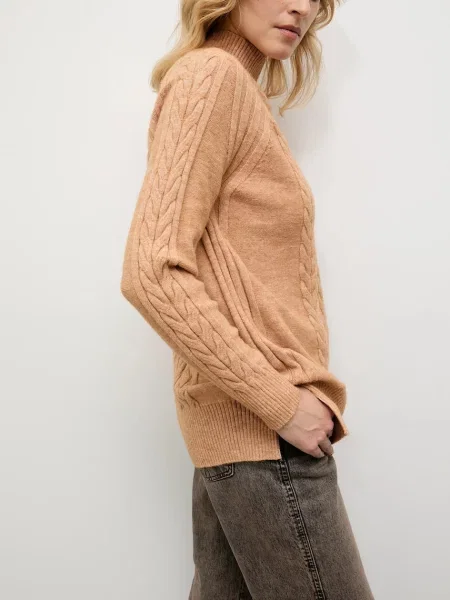 Пуловер с кашмир Answear.LAB с ниско поло кафяво