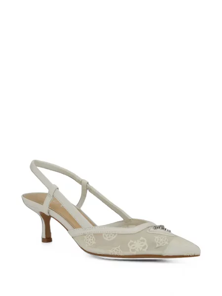 Pantofi cu toc Guess slingback alb
