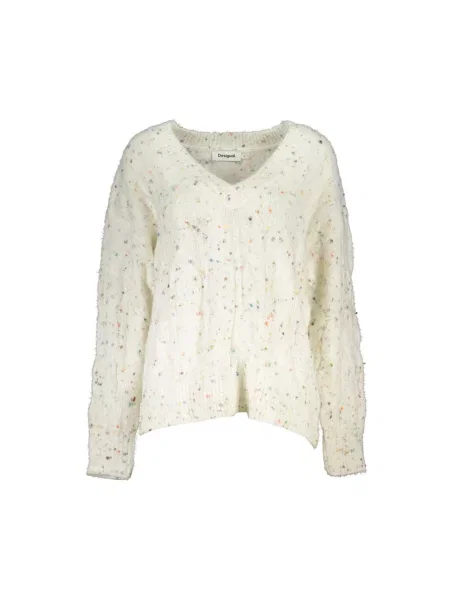 Wielobarwność sweter Desigual elegancki biały