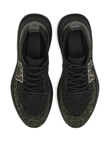 Sneakerși Ferragamo tricotate negru