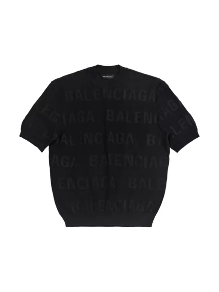 Lniany sweter Balenciaga czarny