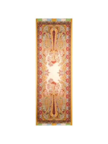 Fular Etro cu model floral cu imagine galben
