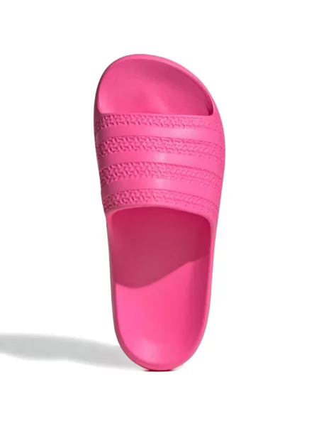 Dryžuotos nėriniuotos šlepetės Adidas su raišteliais ruda
