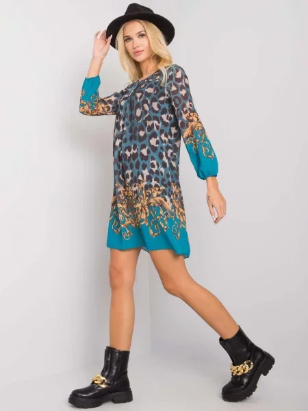 Obleka obleka Fashionhunters s potiskom z leopardjim vzorcem siva