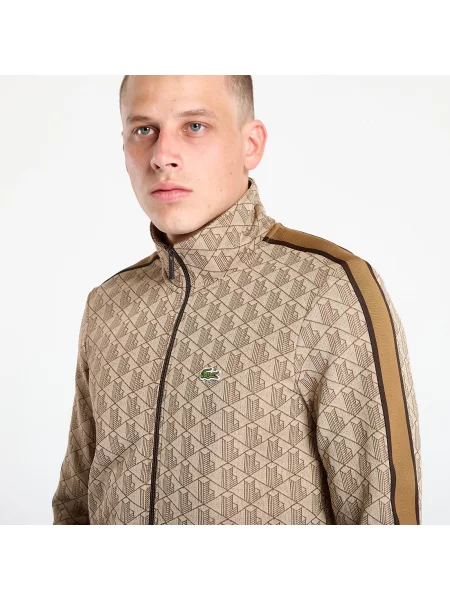 LACOSTE Tepláková bunda Paris tmavobéžová čierna hnedá
