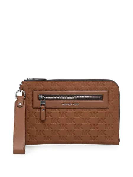 Geantă Michael Kors din piele cu autograf maro