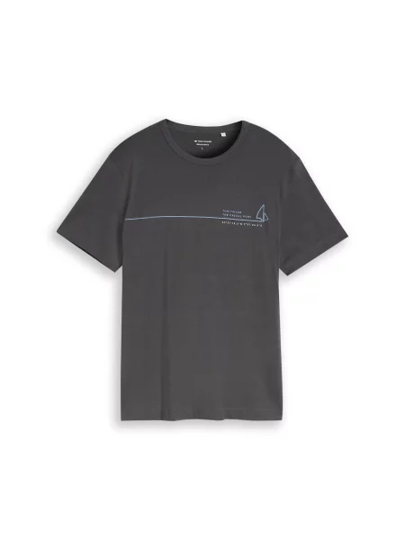 TOM TAILOR Tricou gri închis alb