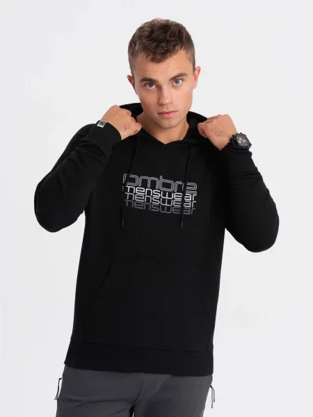 Hanorac cu glugă Ombre cu glugă cu imagine stretch negru
