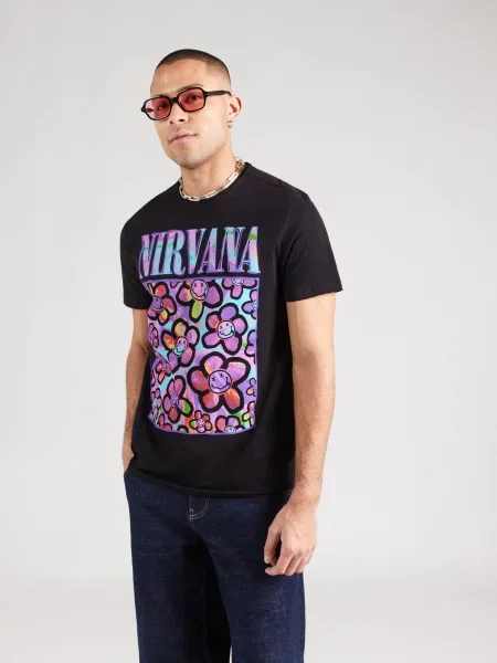 AMPLIFIED Majica NIRVANA NEON FLOWERS mešane barve črna