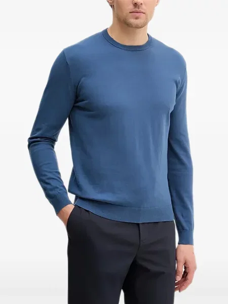 Hanorac crewneck Benetton cu decolteu rotund albastru