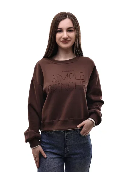 Світшот LUMO темно-коричневий віскоза/поліестер коричневий