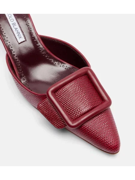 Papuci tip mules Manolo Blahnik din piele cu model piele de șarpe
