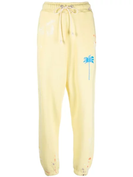 Pantaloni Palm Angels cu imagine alergare galben