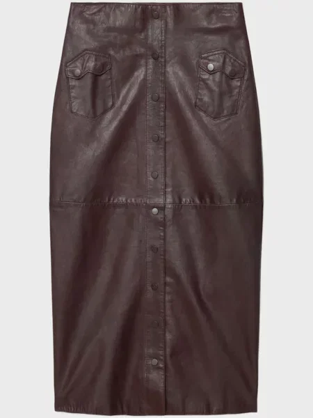 Шкіряна спідниця Allsaints коричнева