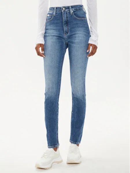 Тесни заужени дънки Calvin Klein Jeans синьо