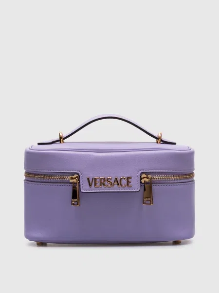Шкіряна сумка Tag Vanity Versace фіолетова