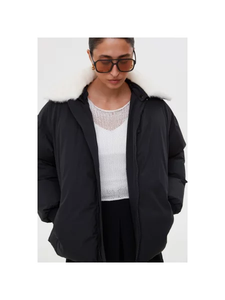 Бомбер з хутряним коміром Estro чорний