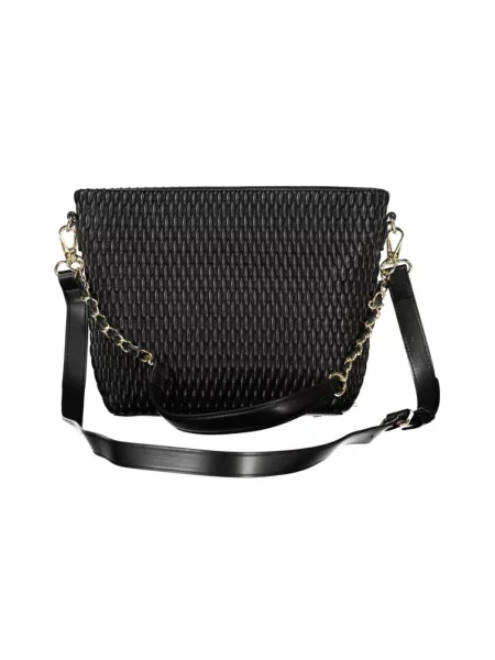 Lniana torebka crossbody Valentino By Mario Valentino pikowana czarna