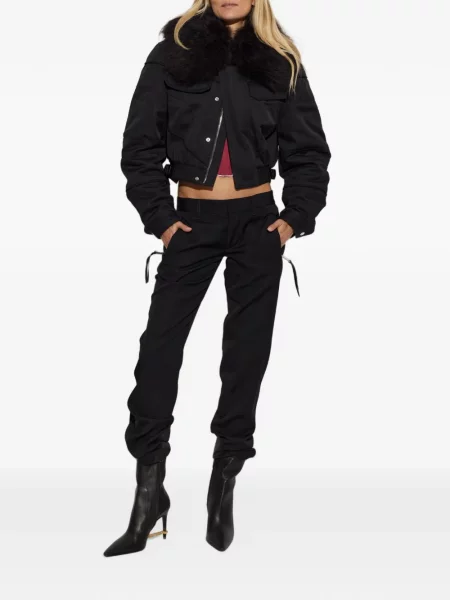 Gulerat decupat geacă Dsquared2 cu blană negru