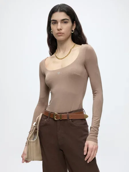 GUESS Košeľové body LARISSA tmavošedá béžová
