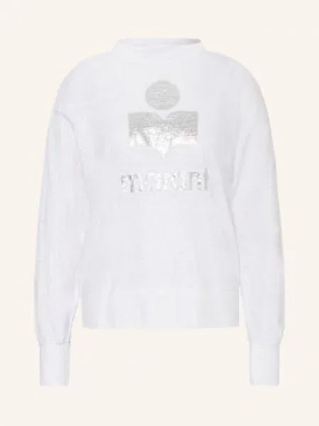 Marant Étoile Tričko S Dlouhým Rukávem Klowia Ze Lnu bílá/ stříbrná bílé