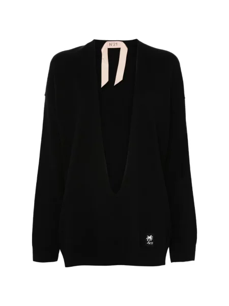 Pulover N°21 cu decolteu în V negru