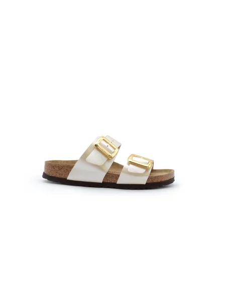 Klapki Birkenstock skórzane beżowe