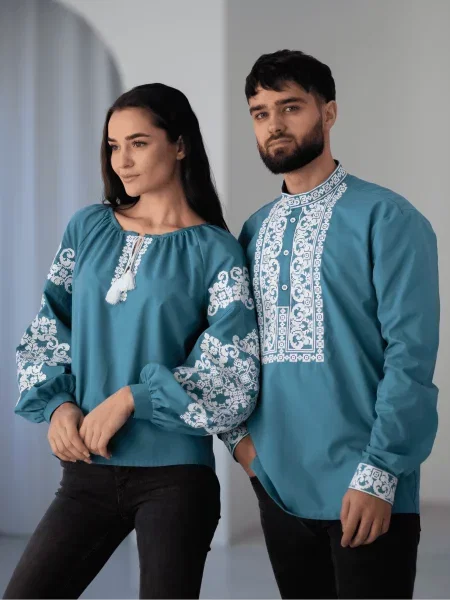 Рубашка Edelvika с вышивкой бирюзовый