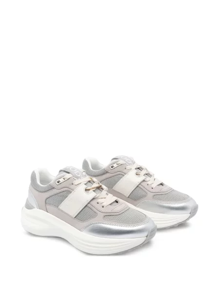 Sneakersy Tod's sznurowane na platformie koronkowe szare