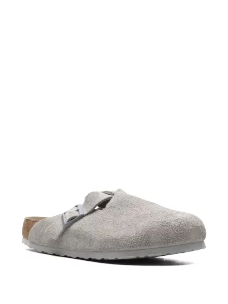 Велурени неподплатен домашни пантофи Birkenstock сиво