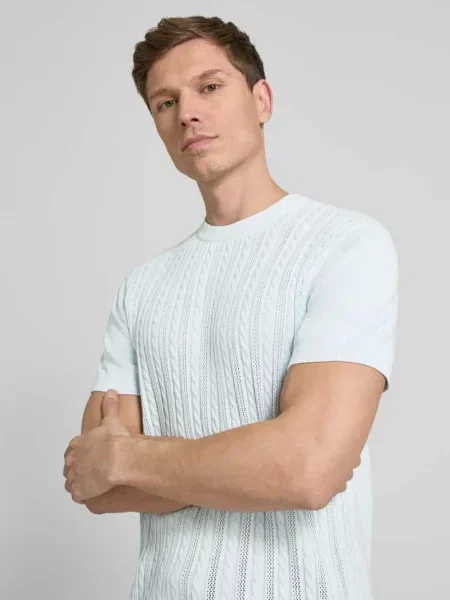 T-shirt z imitacji dzianiny ze ściegiem warkoczowym Lindbergh