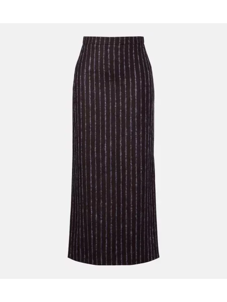 Osłona spódnica ołówkowa Erdem wełniana w paski bordowa