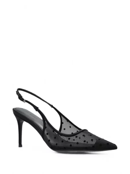 Zomšinės taškuotos bateliai Black Suede Studio slingback juoda