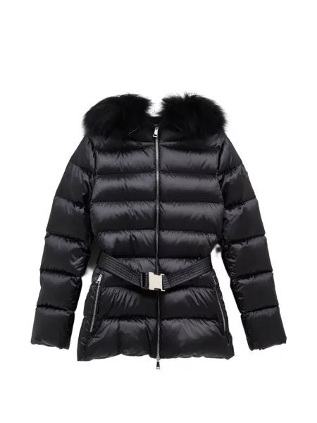Cu centură geacă cu puf Moncler cu blană negru
