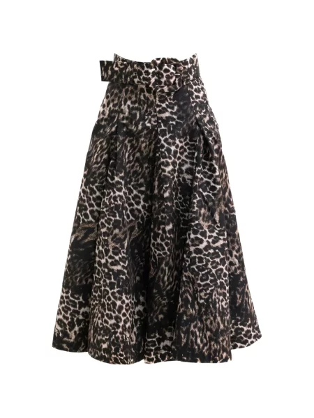 Fustă midi Samantha Sung cu imagine cu model leopard negru