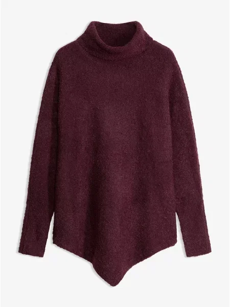Sweter z golfem i rękawami typu nietoperz czerwony