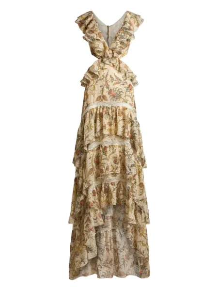 Rochie Etro cu model floral cu imagine de costum galben