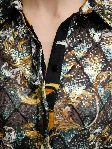 Bluză Versace Jeans Couture cu paiete negru