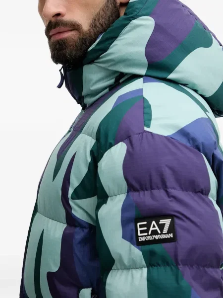 Μπουφάν Ea7 Emporio Armani με κουκούλα παραλλαγής μπλε