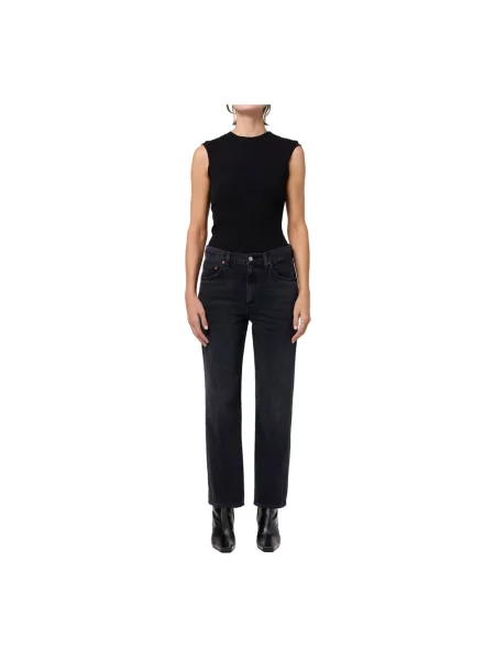 Lniane jeansy Agolde czarne