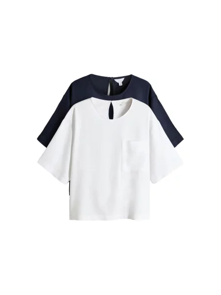 The Set Tricou supradimensional bleumarin alb